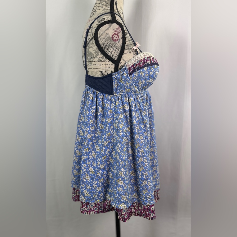 Liberty of London for Target Blue&Pink Floral Babydoll Top Lace detail size XL - Picture 4 of 15